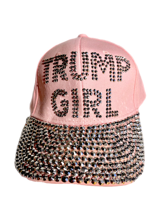 TRUMP GIRL RHINESTONE BLING PINK HAT