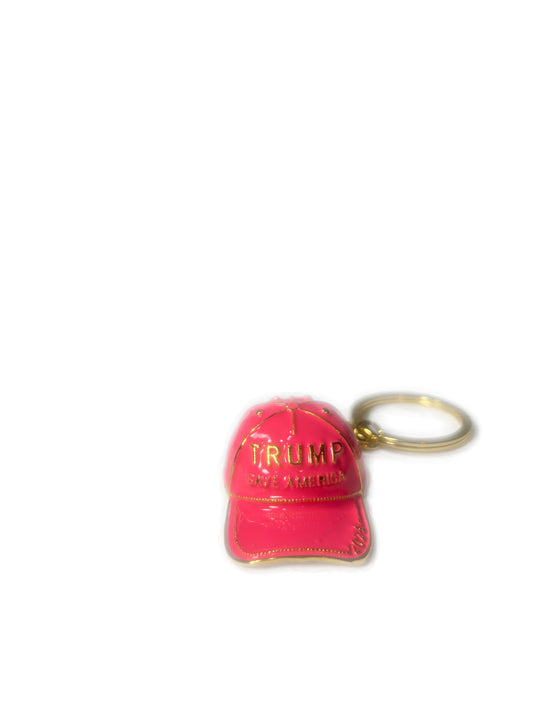 SAVE AMERICA PINK HAT GOLD KEY CHAIN
