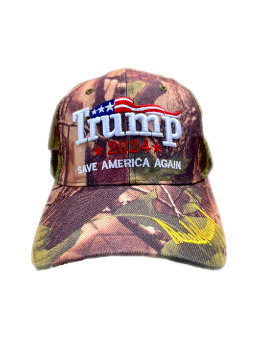 TRUMP SAVE AMERICA AGAIN 2024 MESH CAMO HAT