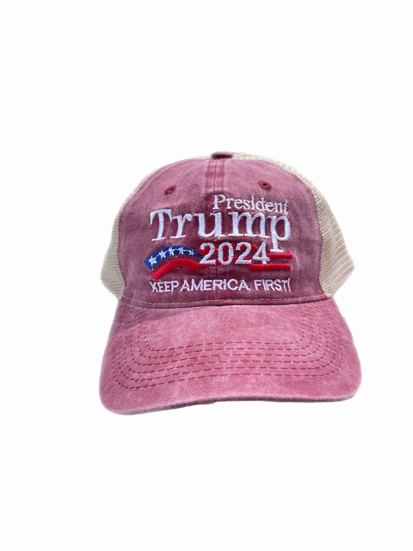 TRUMP 2024 VINTAGE BURGUNDY MESH HAT