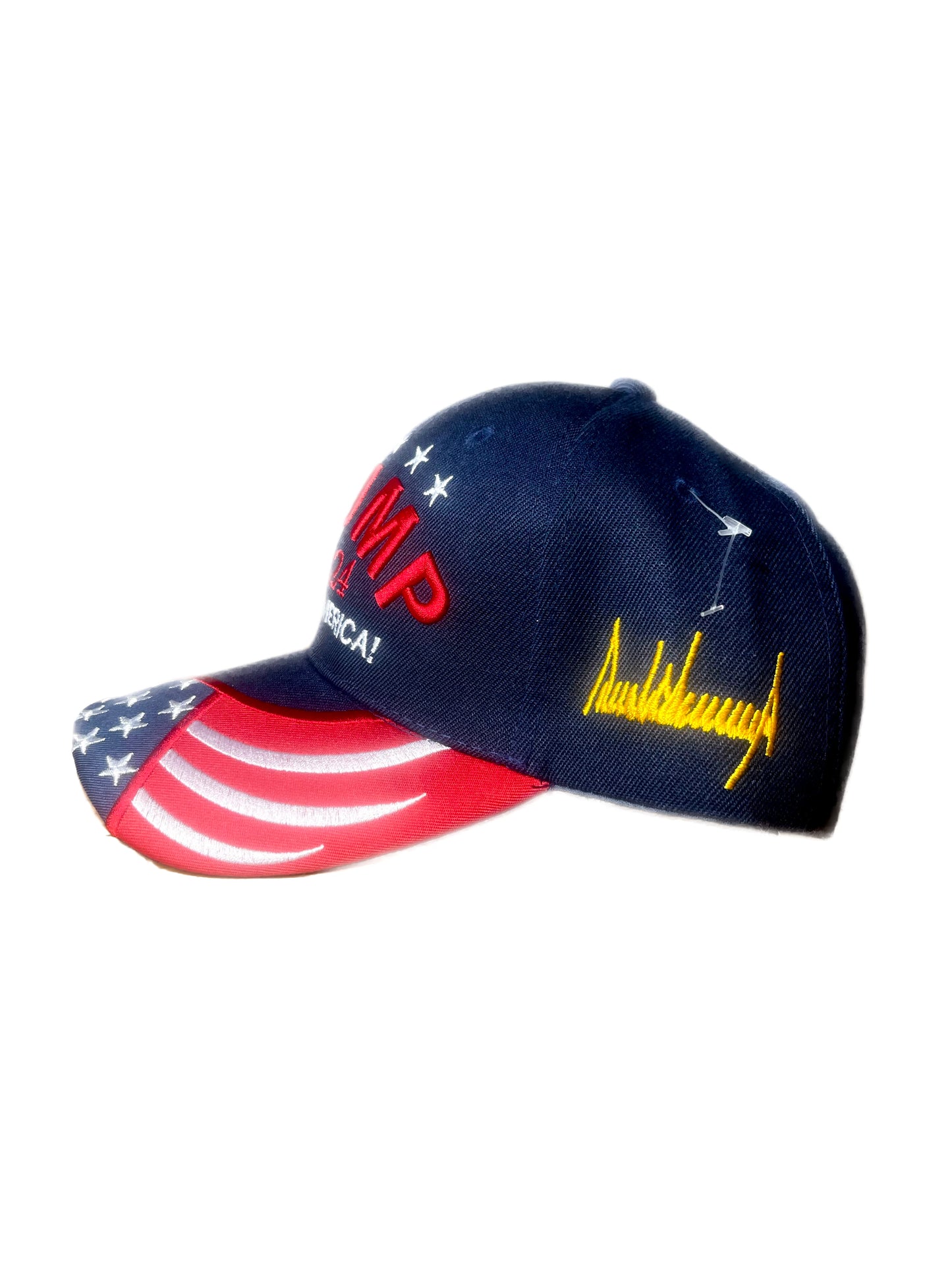 TRUMP SAVE AMERICA 2024 RED AND NAVY AMERICAN FLAG HAT