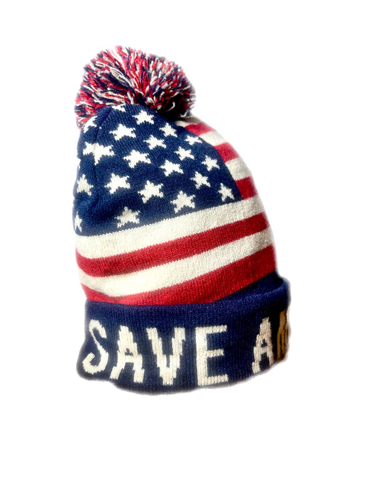 SAVE AMERICA FLEECE BEANIE WINTER HAT