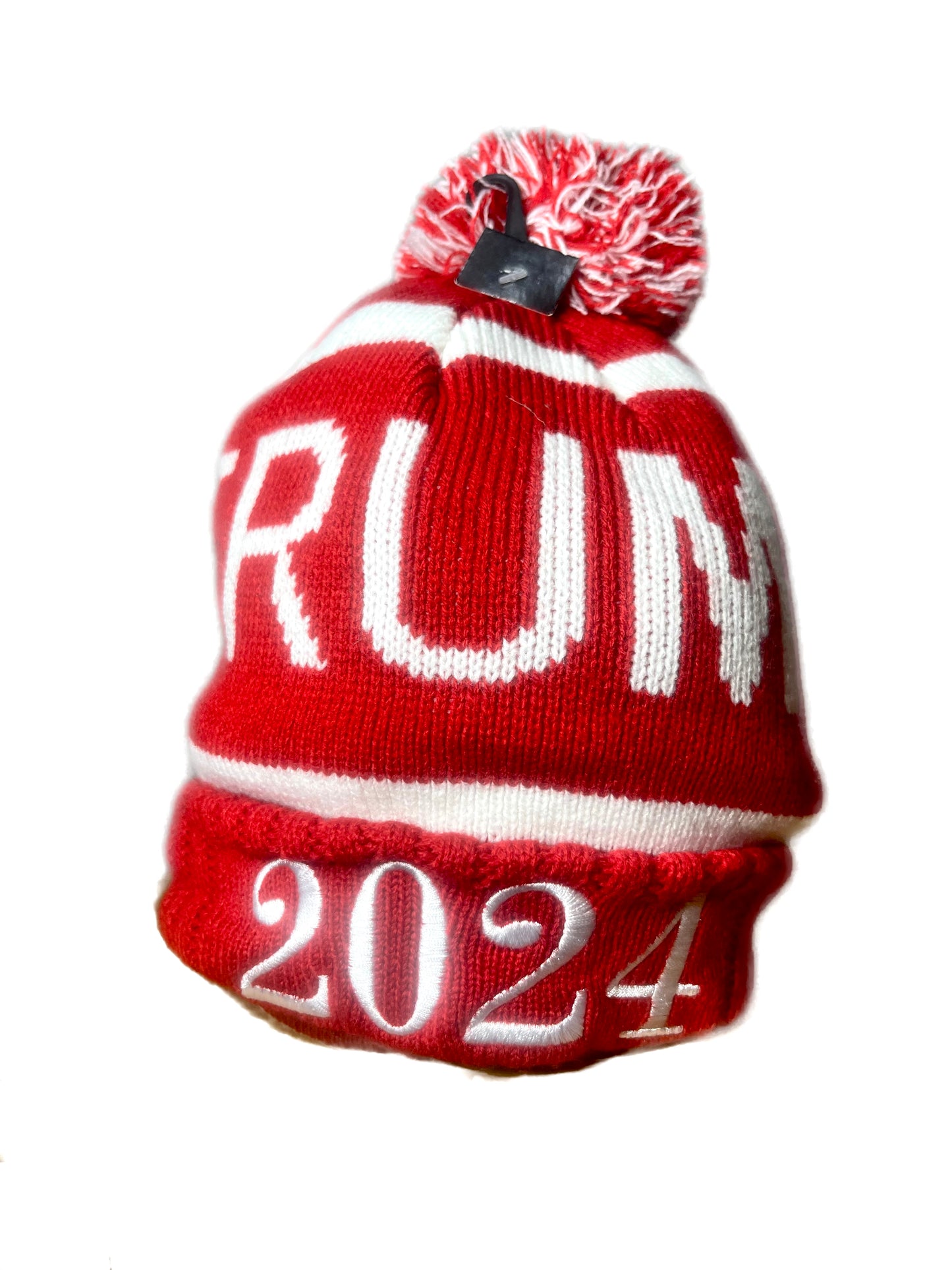 TRUMP 2024 RED AND WHITE BEANIE WINTER HAT