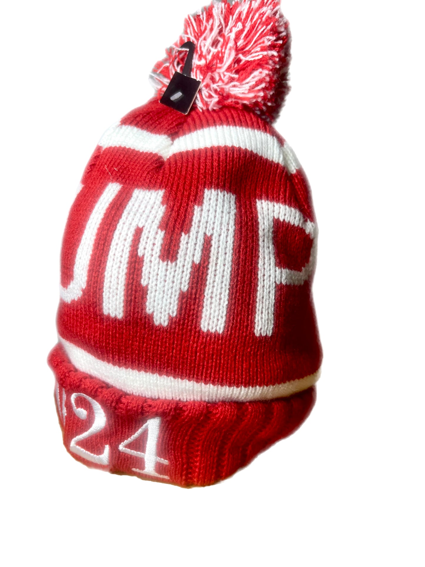 TRUMP 2024 RED AND WHITE BEANIE WINTER HAT