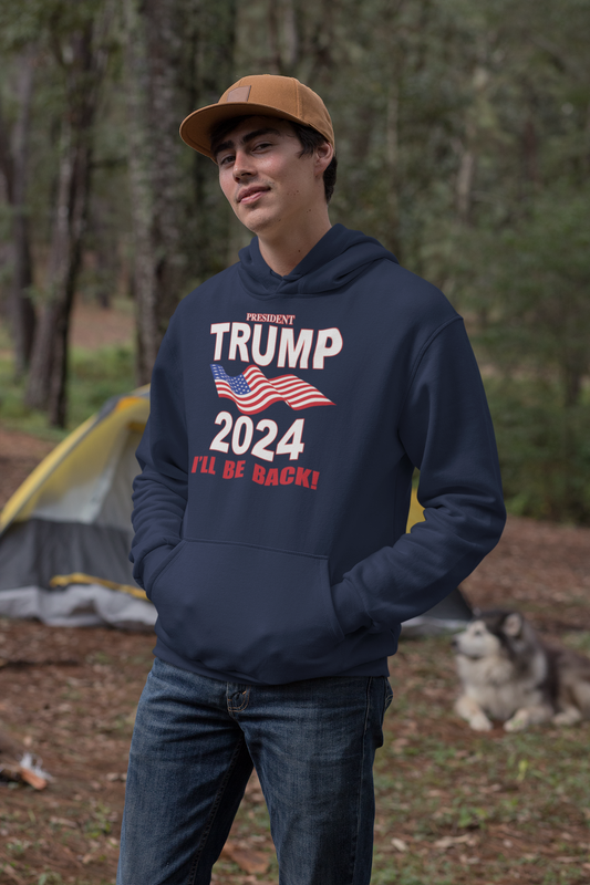 TRUMP 2024 PULL OVER HOOD SWEATER (Black or Navy Blue )