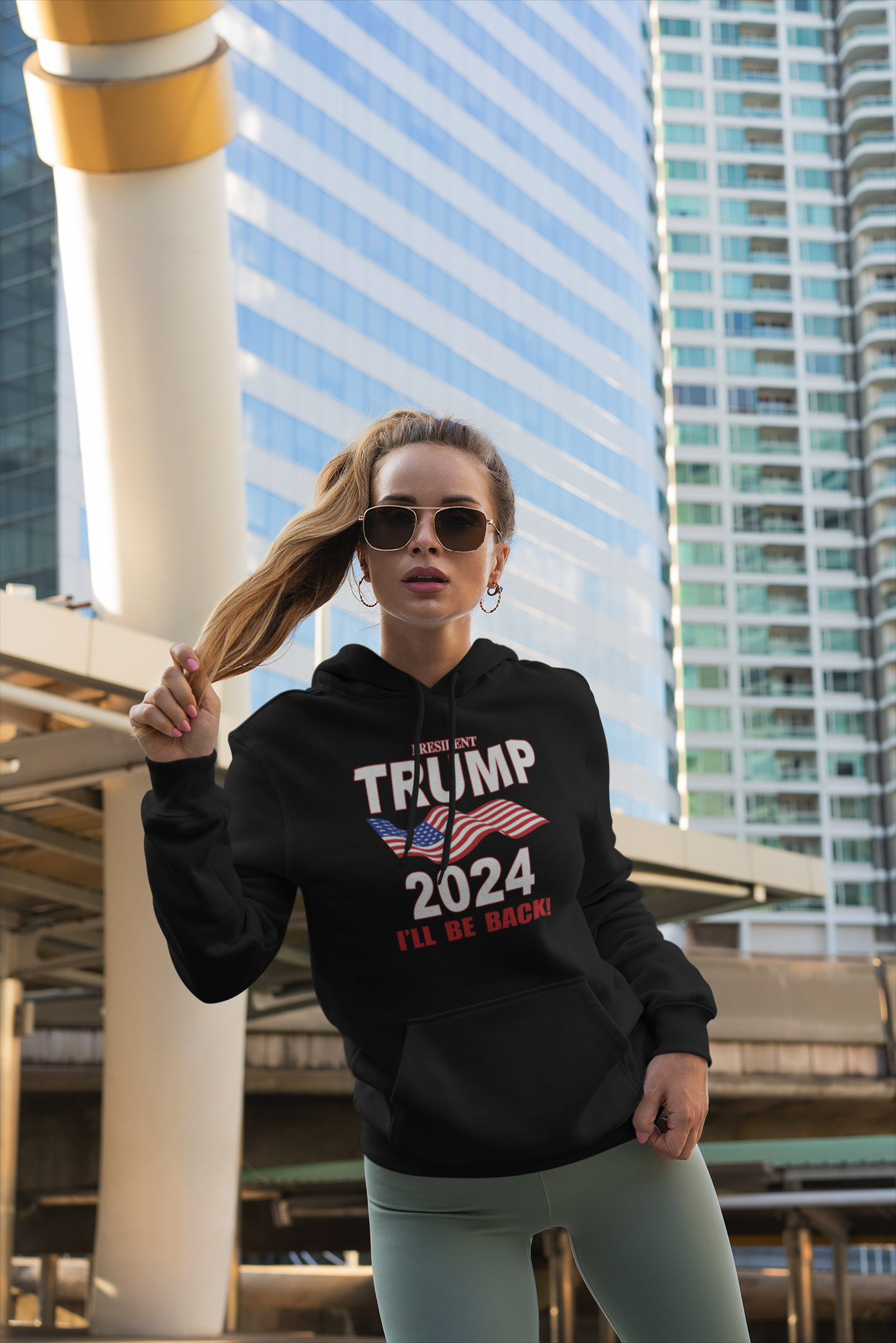 TRUMP 2024 PULL OVER HOOD SWEATER (Black or Navy Blue )