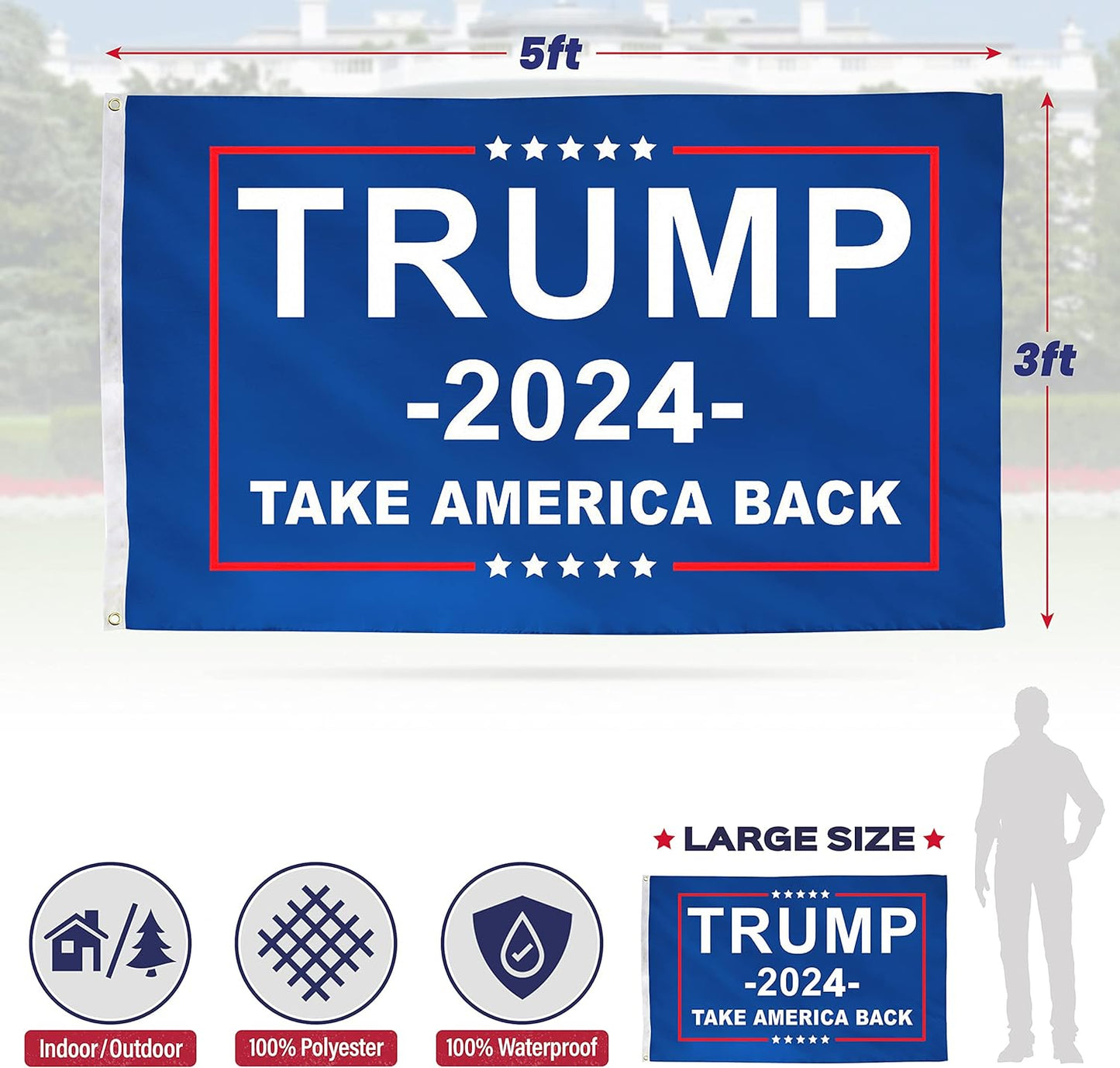 TRUMP 2024 TAKE AMERICA BACK FLAG 3X5